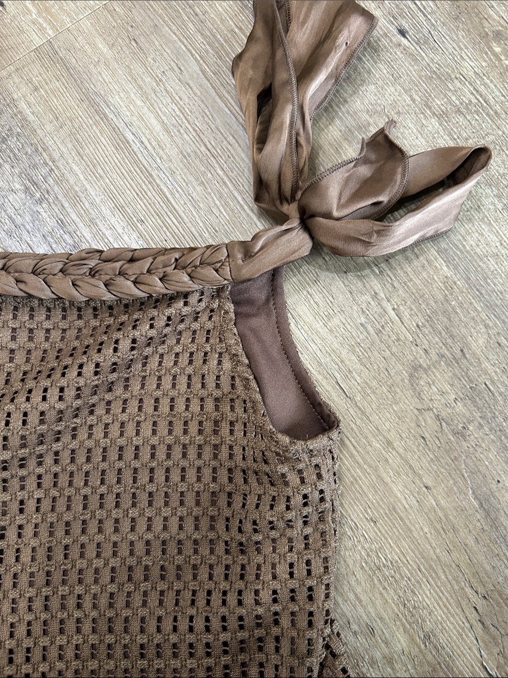 Brown Crochet Two-Piece Halter Top & Shorts Set - Picture 8 of 11